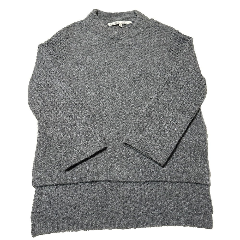 Rachel Rachel Roy Womens Grey Textured Knit Mock Neck High-Low Sweater Small